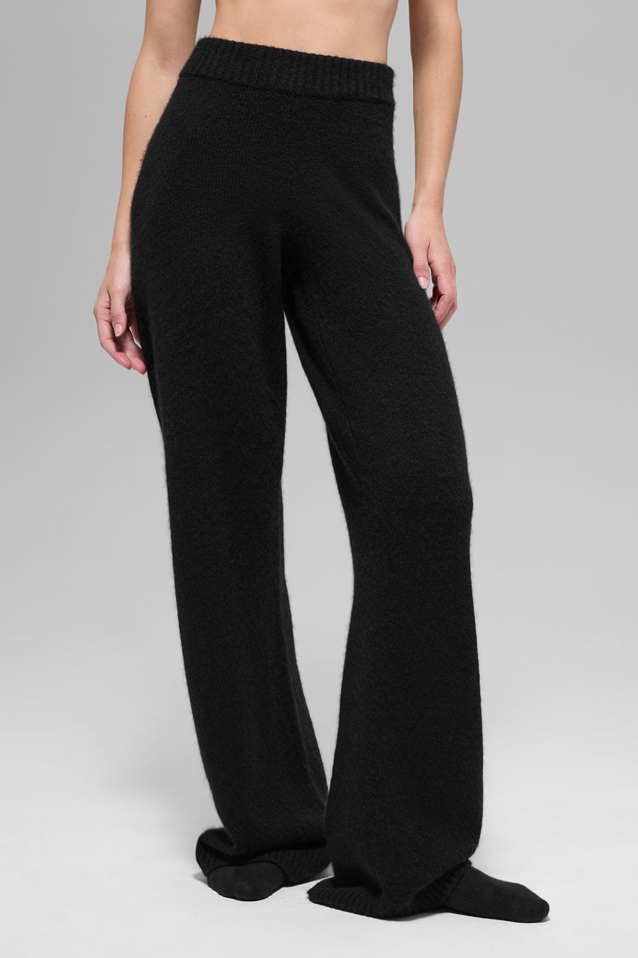 Alo Yoga Wool Cashmere High-Waist New Class Wide Leg Pant - Black