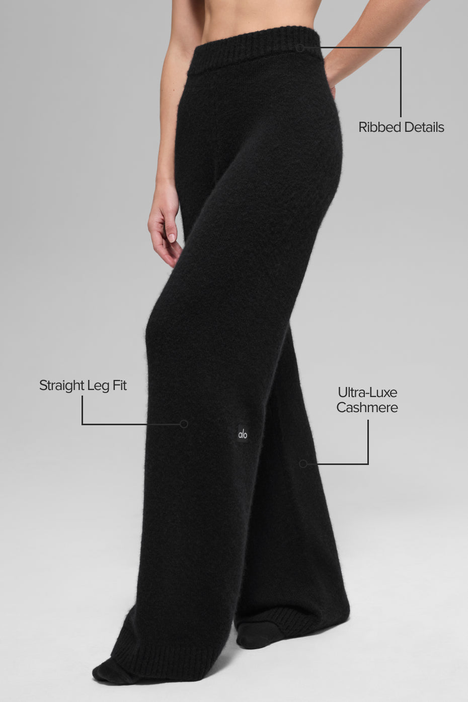 Alo Yoga Wool Cashmere High-Waist New Class Wide Leg Pant - Black