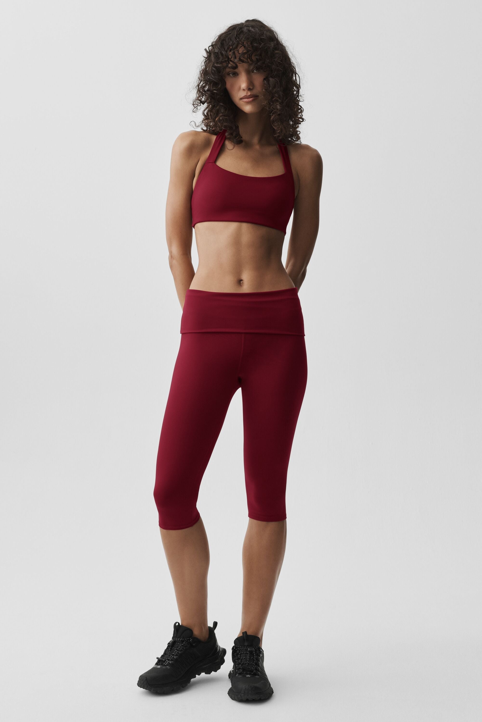 Alo Yoga ALO Softsculpt Low-Rise Foldover Capri - Summer Romance Red