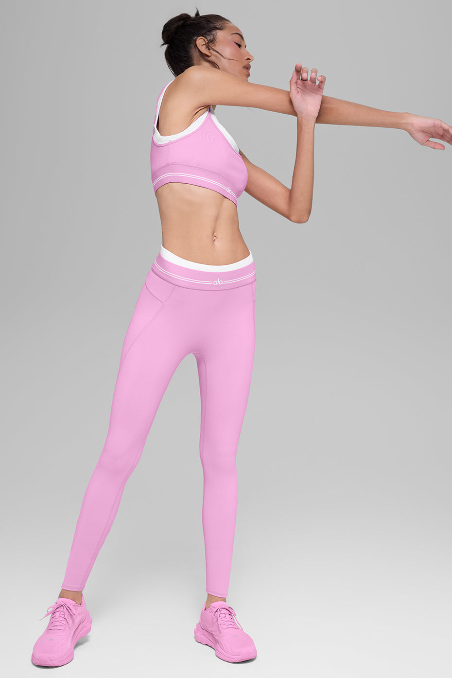 Alo Yoga Airbrush High-Waist 7/8 Better Together Legging - Candy Heart Pink/White