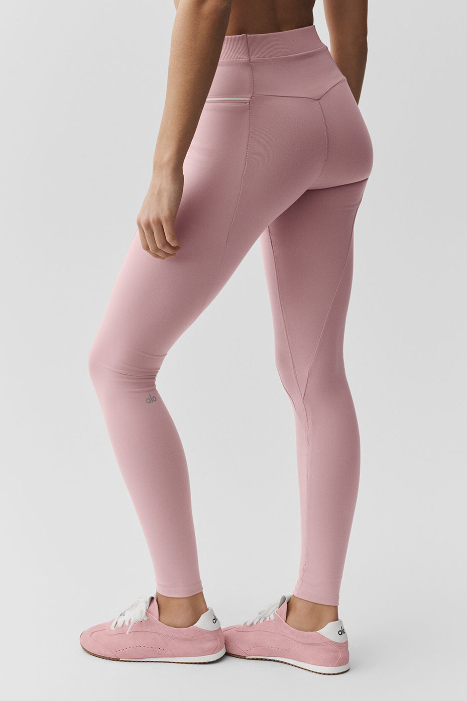 Alo Yoga Airbrush High-Waist Fast Track Legging - Vintage Pink/White