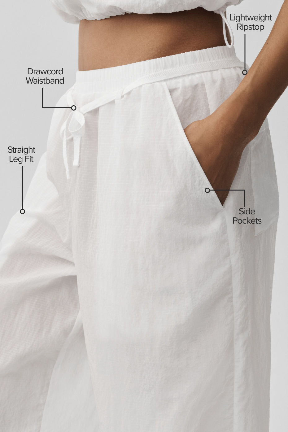 Alo Yoga Ripstop Electric Straight Leg Pant - White