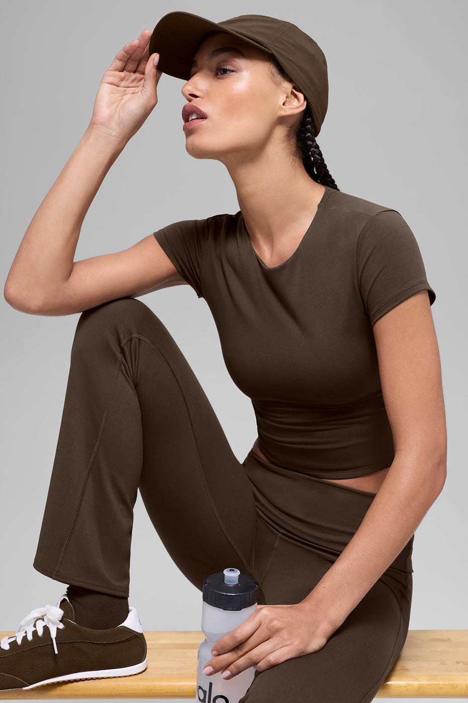 Alo Yoga ALO Softsculpt Foldover Flare Legging (Short) - Espresso