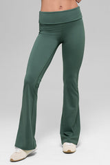 Alo Yoga ALO Softsculpt Foldover Flare Legging (Short) - Clover Green