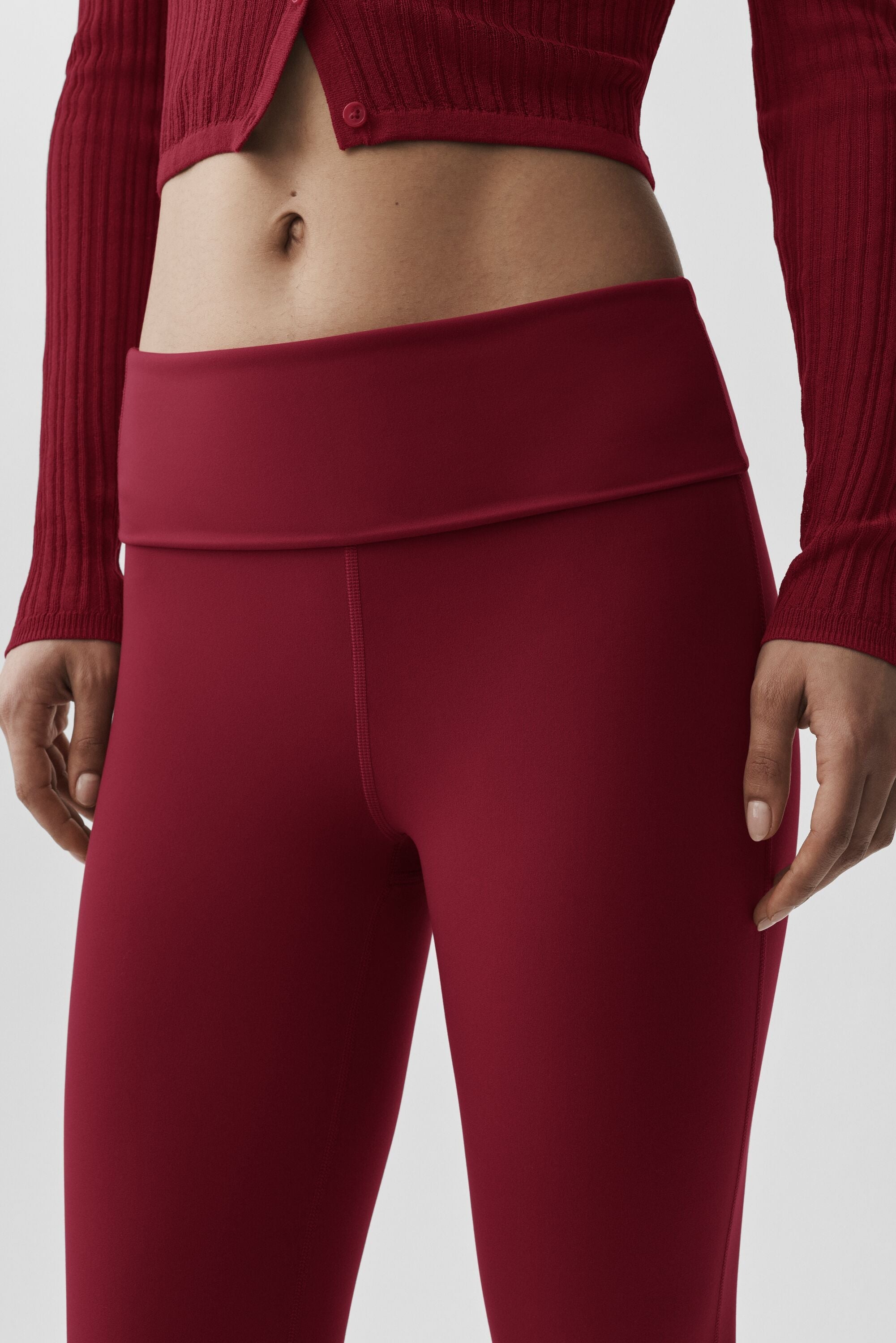 Alo Yoga ALO Softsculpt Foldover Flare Legging (Short) - Summer Romance Red