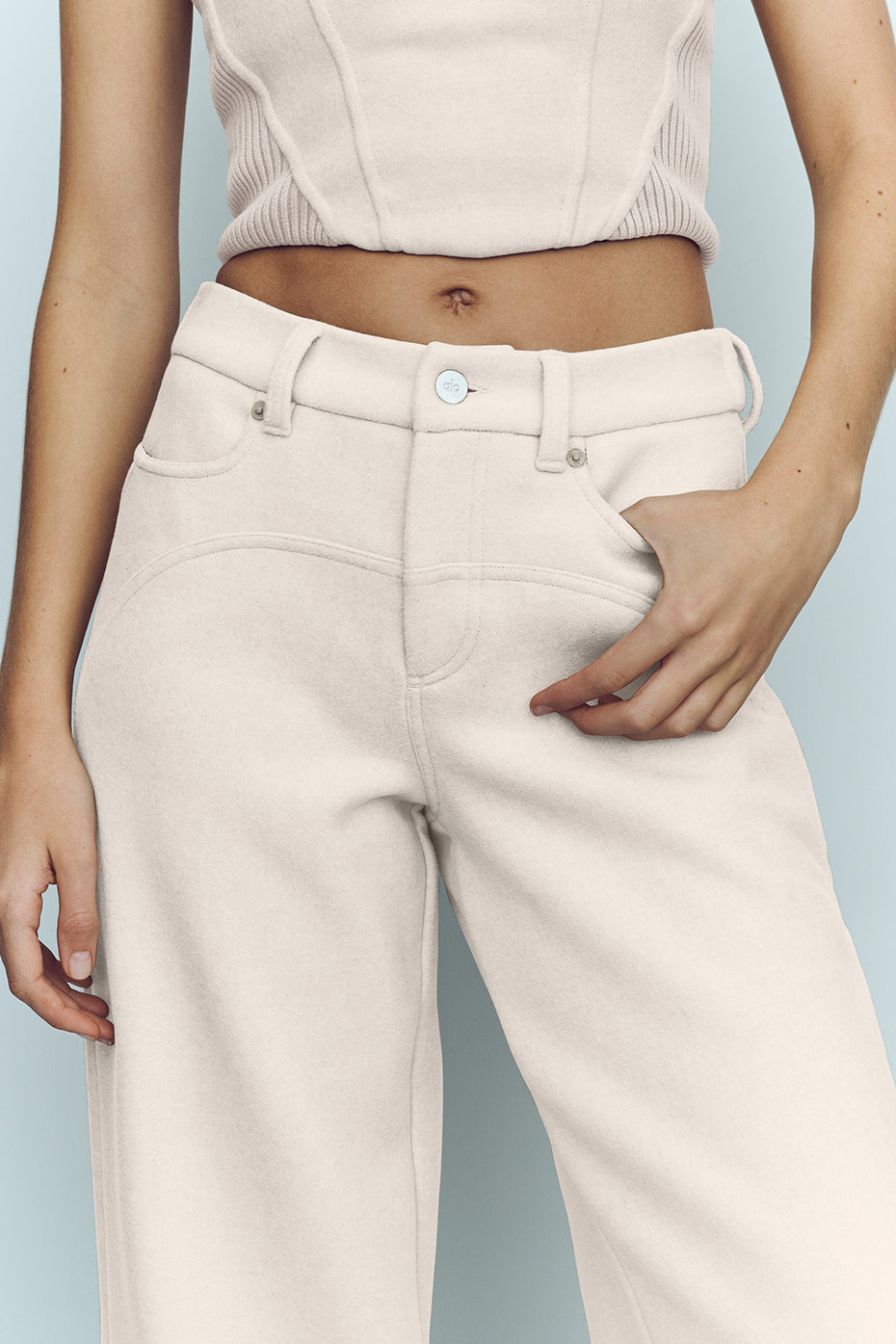 Alo Yoga Wool Blend Nightcap Wide Leg Pant - Cafe Au Lait