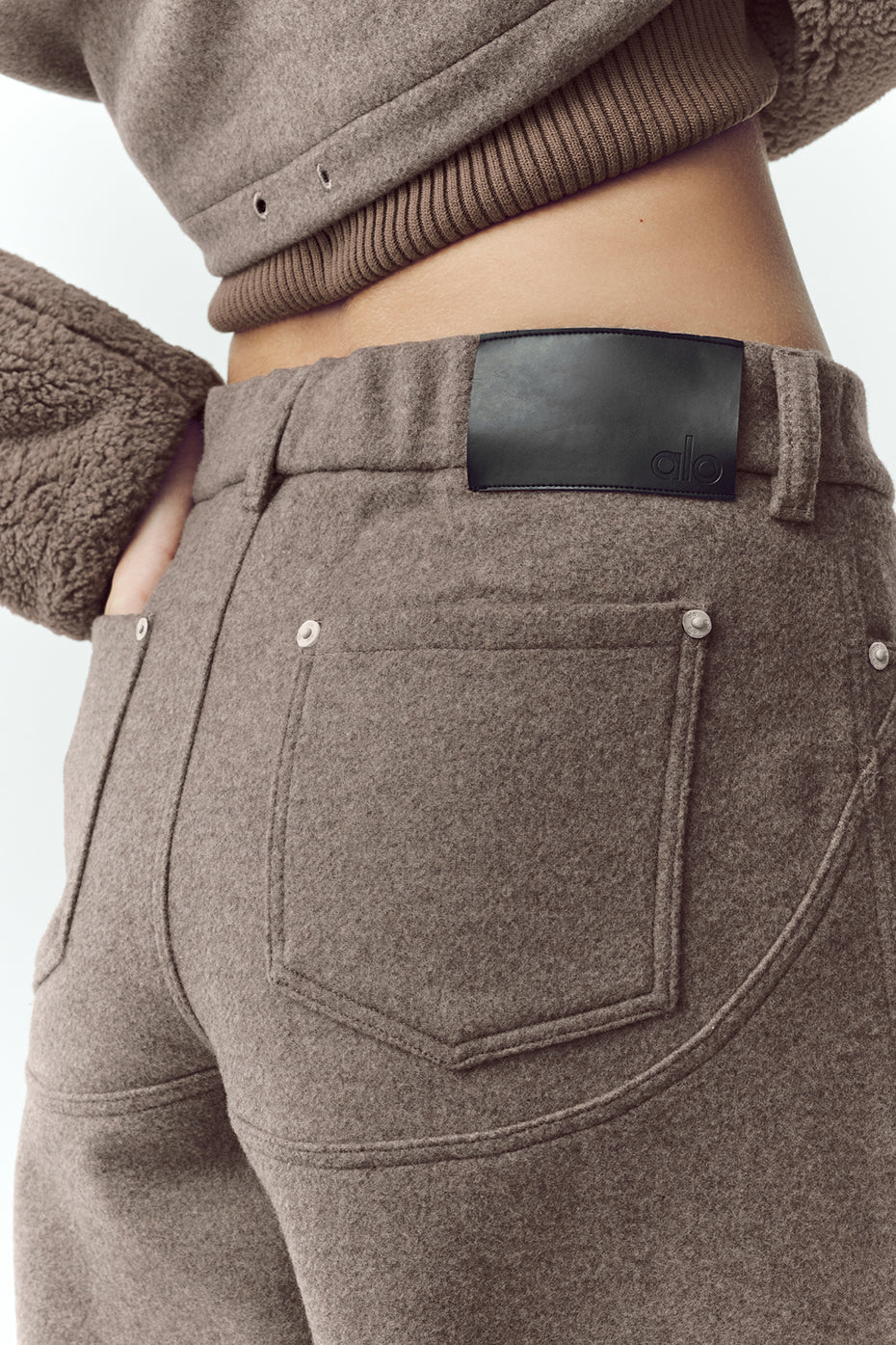 Alo Yoga Wool Blend Nightcap Wide Leg Pant - Alpine Cocoa Heather