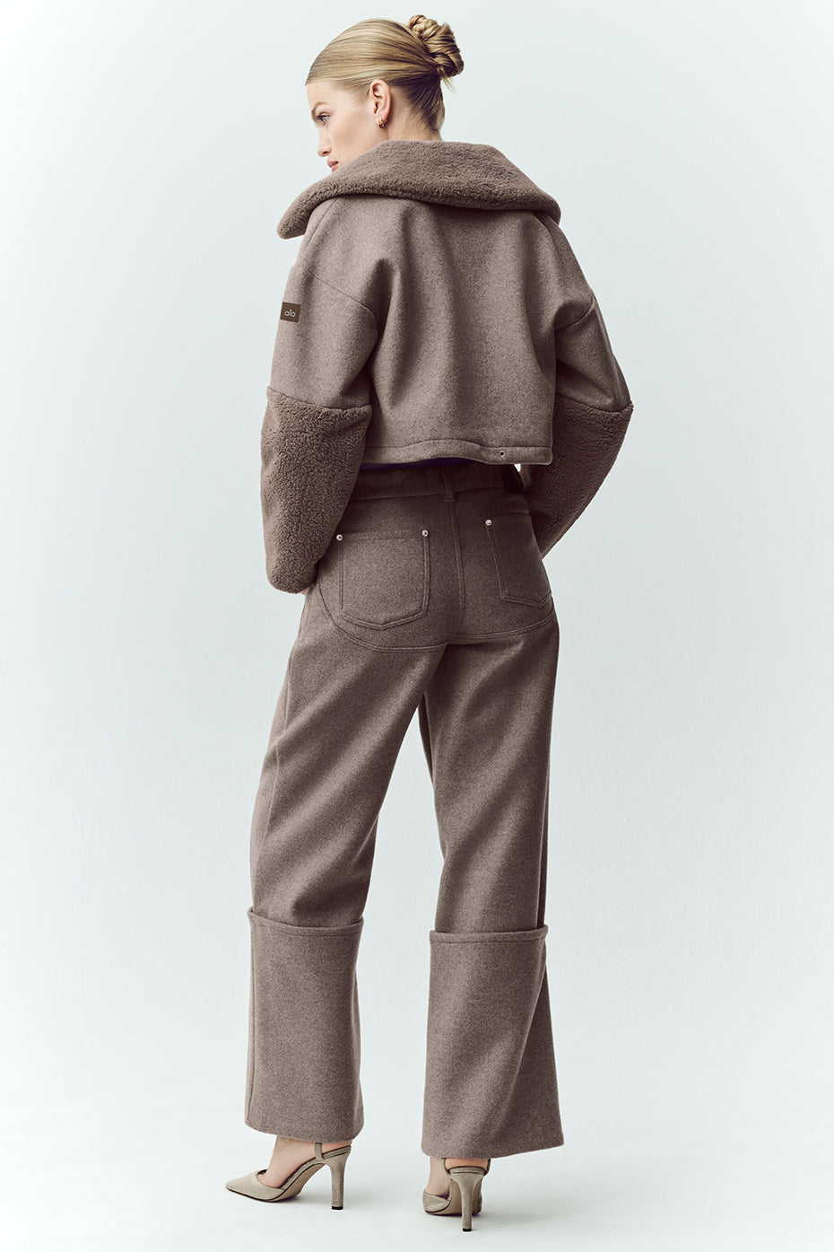 Alo Yoga Wool Blend Nightcap Wide Leg Pant - Alpine Cocoa Heather