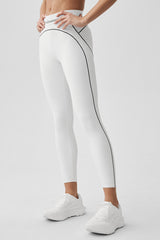 Alo Yoga Airbrush High-Waist 7/8 Heart Throb Legging - White/Black