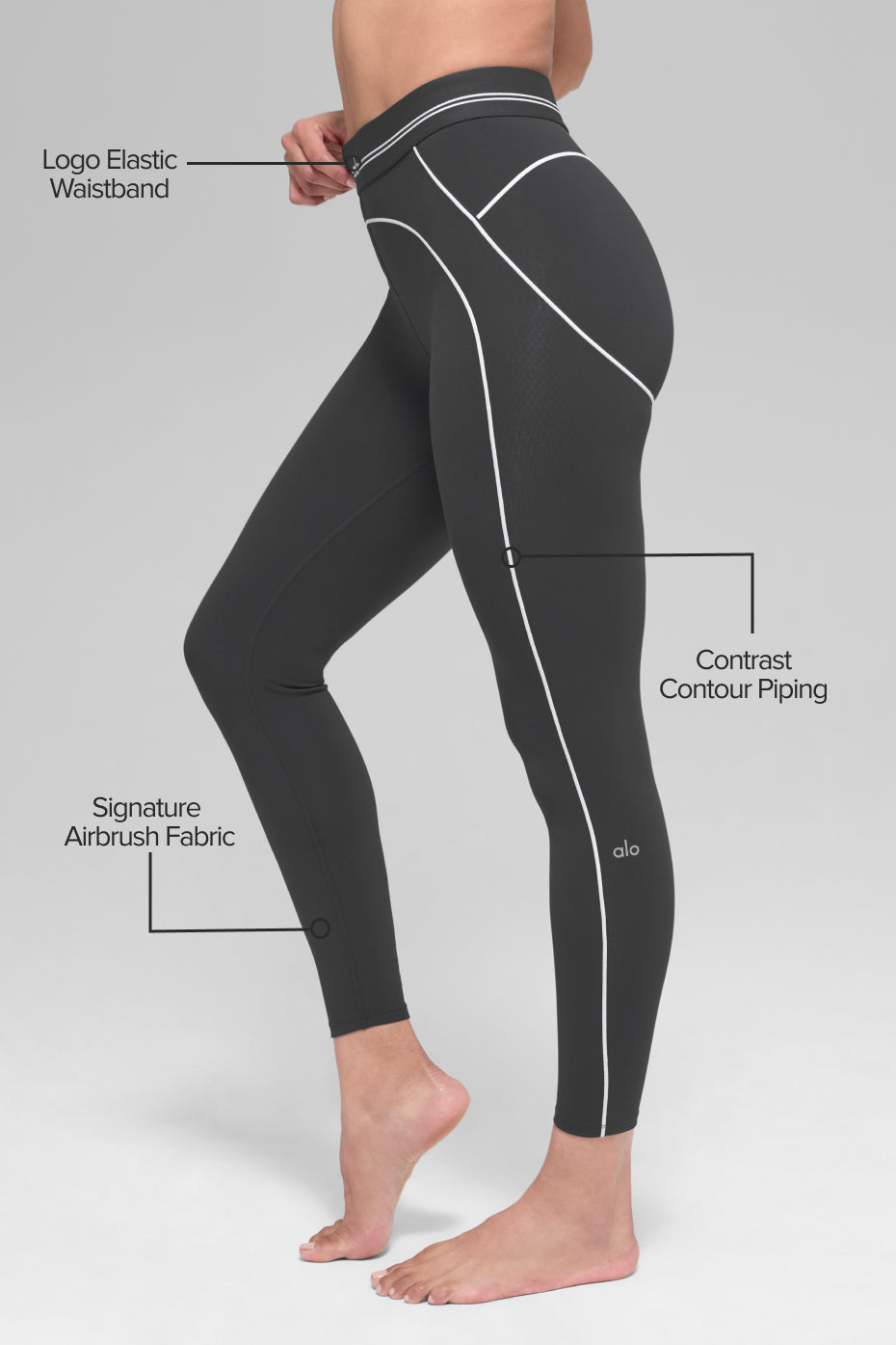 Alo Yoga Airbrush High-Waist 7/8 Heart Throb Legging - Anthracite/White