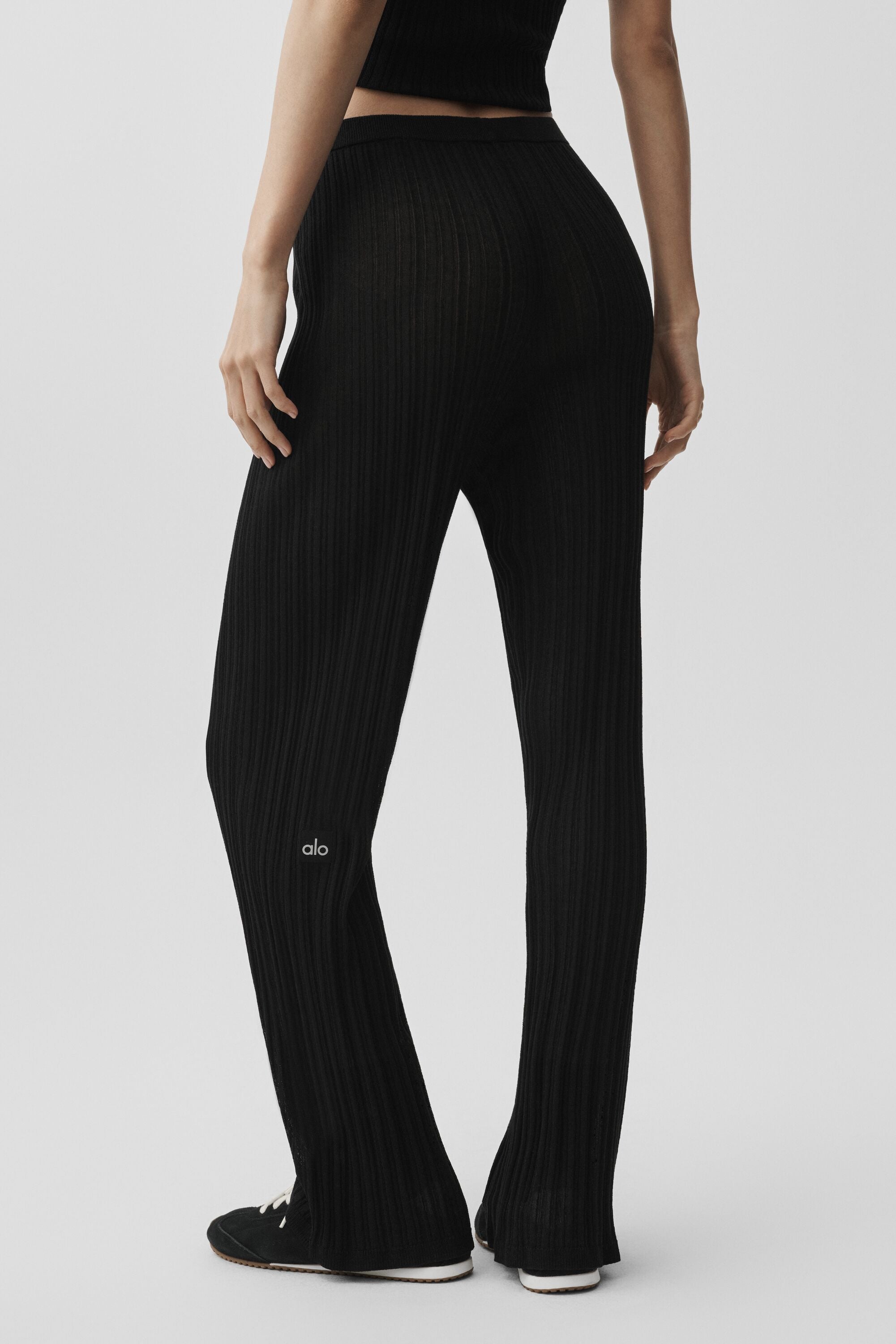 Alo Yoga Sweater High-Waist Sunlit Straight Leg Pant - Black