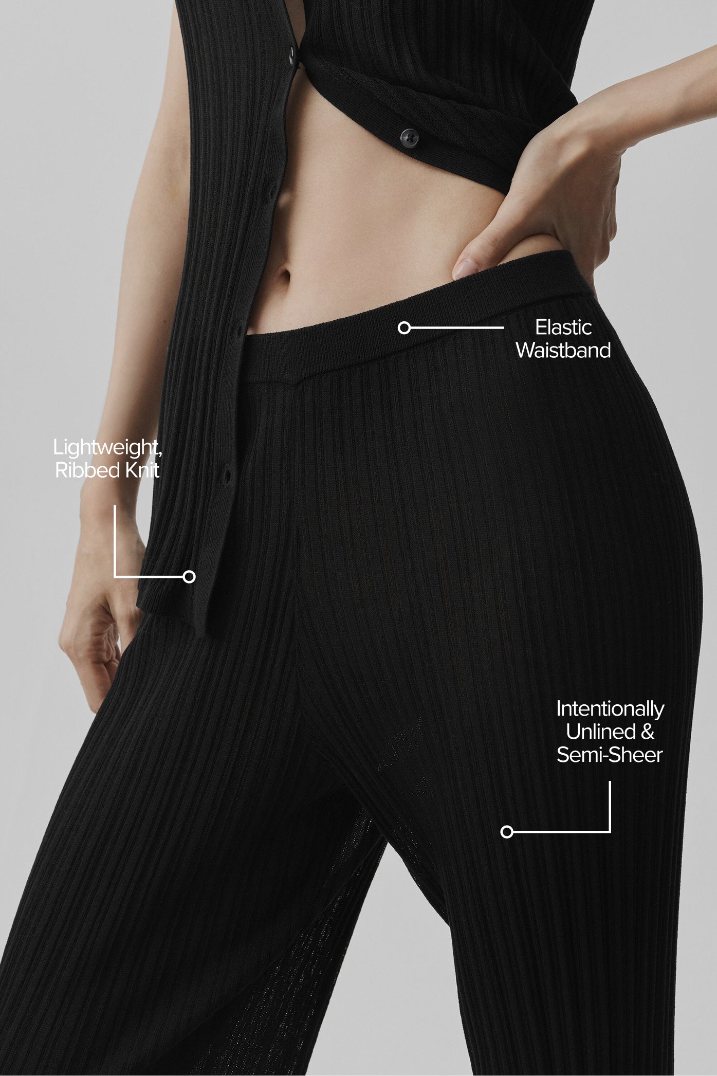 Alo Yoga Sweater High-Waist Sunlit Straight Leg Pant - Black