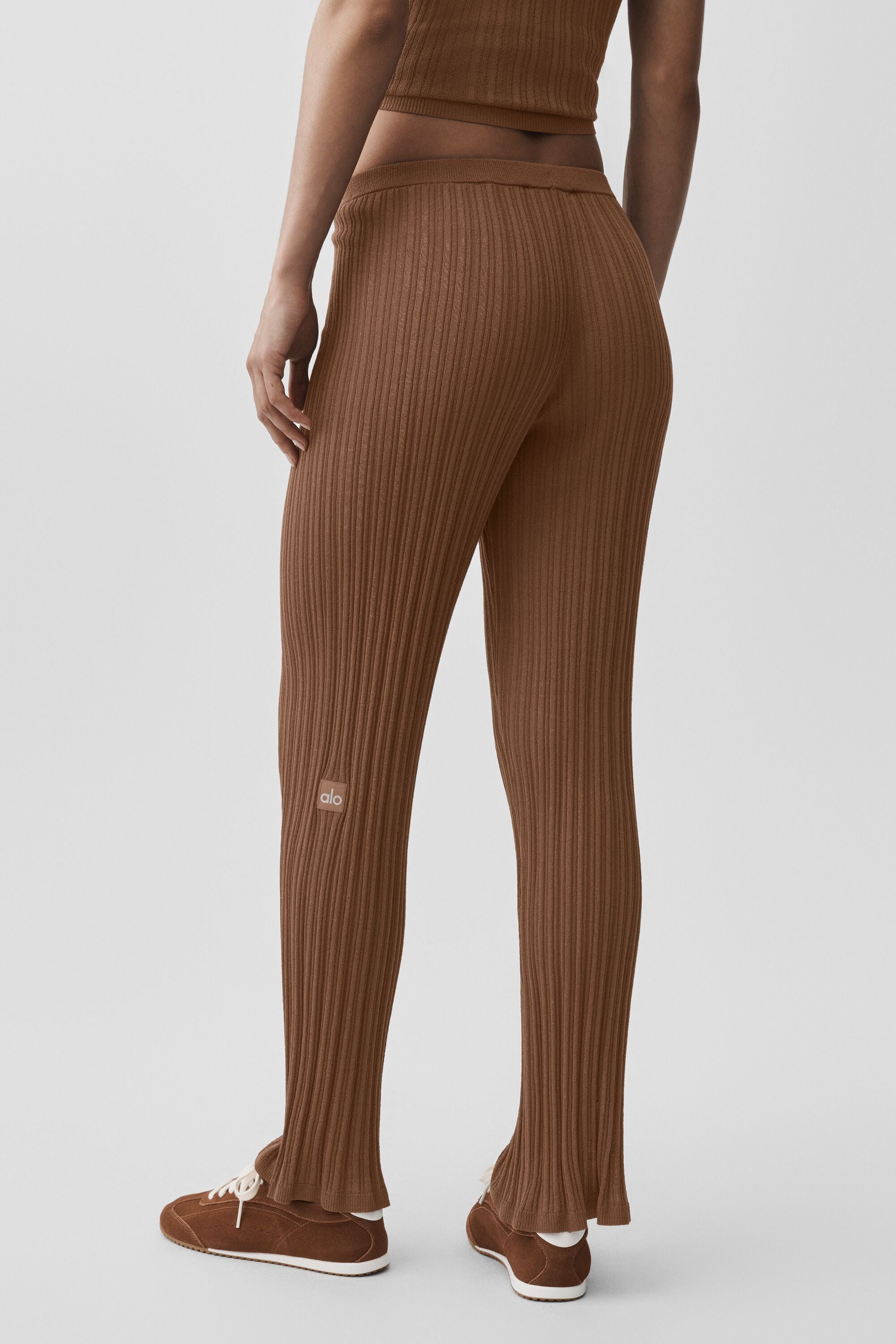 Alo Yoga Sweater High-Waist Sunlit Straight Leg Pant - Sun Kissed Brown