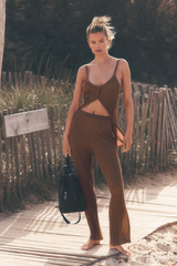 Alo Yoga Sweater High-Waist Sunlit Straight Leg Pant - Sun Kissed Brown
