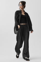 Alo Yoga Semi-Sheer Golden Hour High-Waist Straight Leg Pant - Black