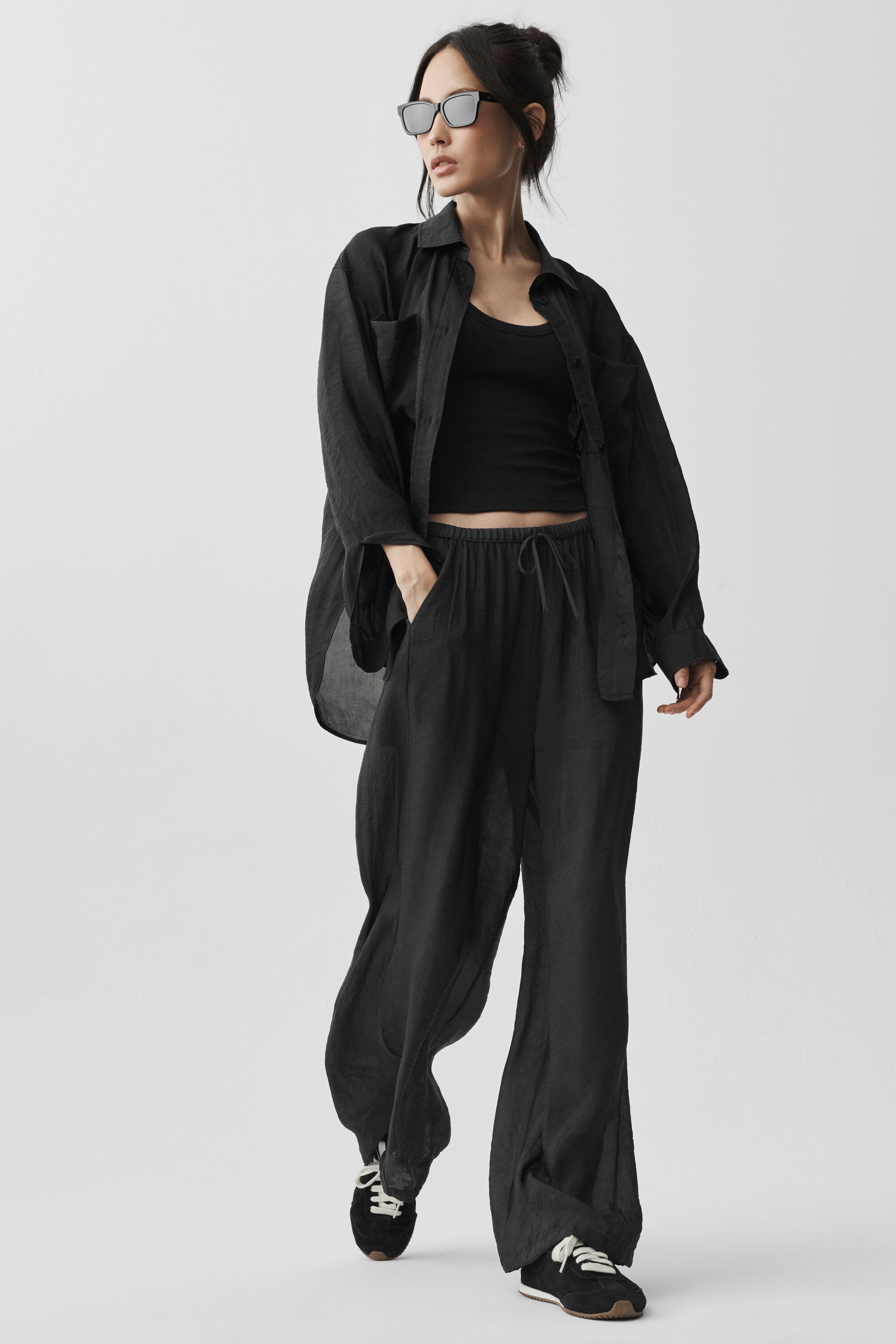 Alo Yoga Semi-Sheer Golden Hour High-Waist Straight Leg Pant - Black