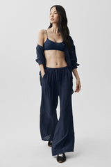 Alo Yoga Semi-Sheer Golden Hour High-Waist Straight Leg Pant - Navy