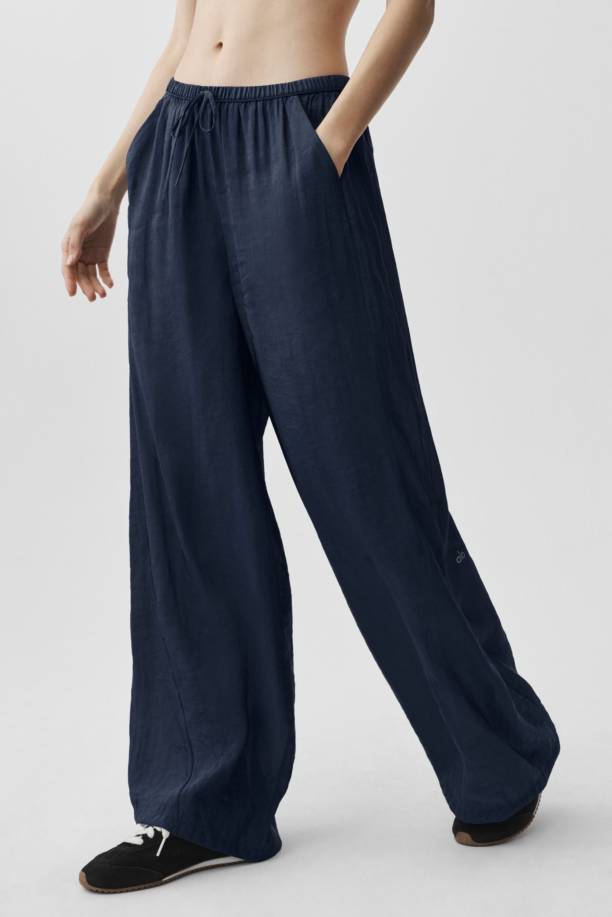 Alo Yoga Semi-Sheer Golden Hour High-Waist Straight Leg Pant - Navy
