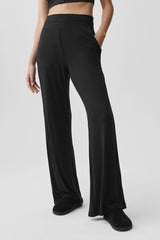 Alo Yoga Semi-Sheer Delicate Lounge Flare Pant (Long) - Black
