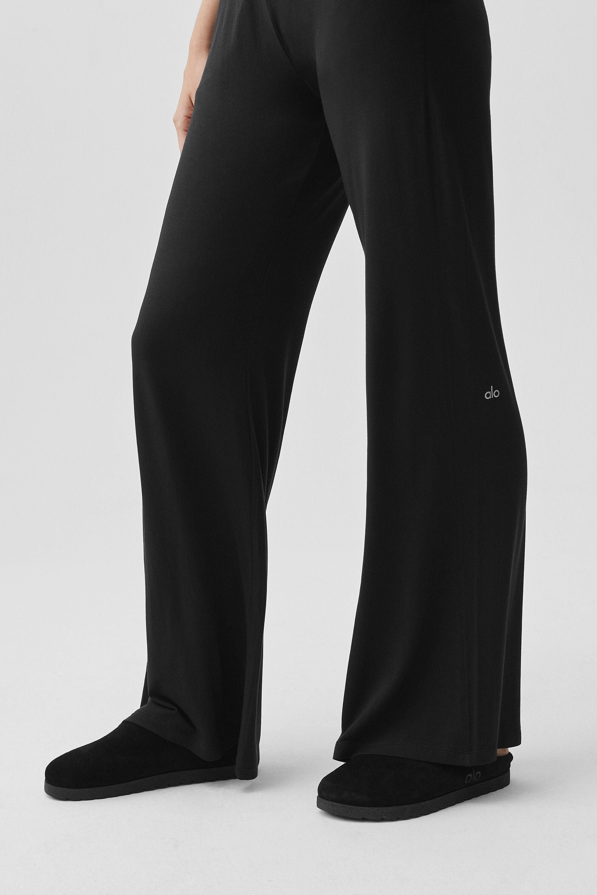 Alo Yoga Semi-Sheer Delicate Lounge Flare Pant (Long) - Black