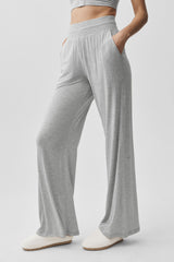 Alo Yoga Semi-Sheer Delicate Lounge Flare Pant (Long) - Athletic Heather Grey