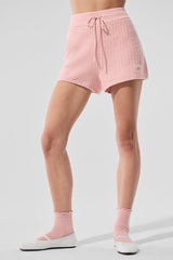 Alo Yoga Cashmere High-Waist Plush Waffle Short - Pink Quartz