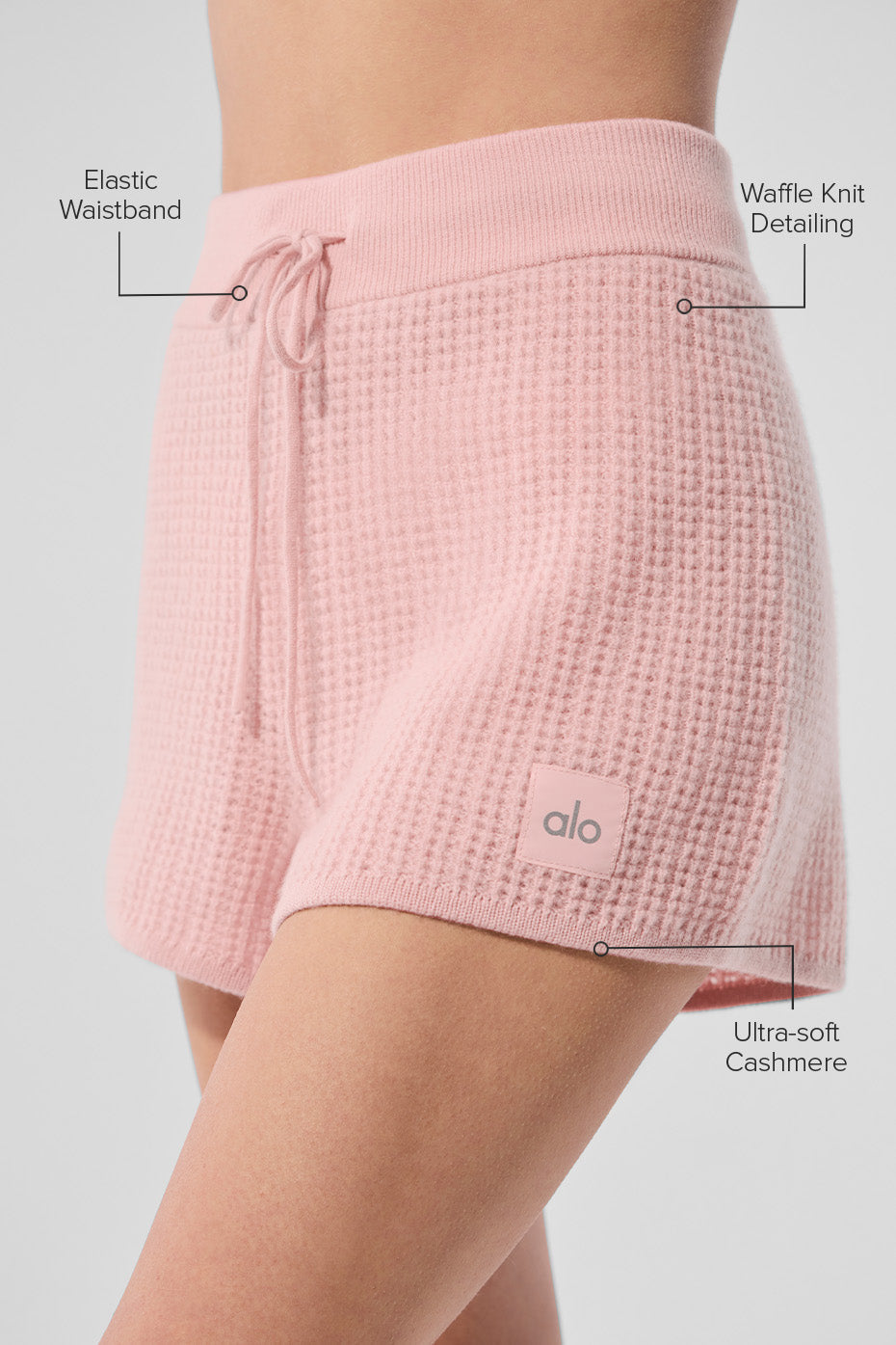 Alo Yoga Cashmere High-Waist Plush Waffle Short - Pink Quartz