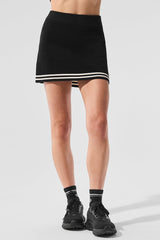 Alo Yoga Tennis Club Sweater Knit Skirt - Black/Ivory
