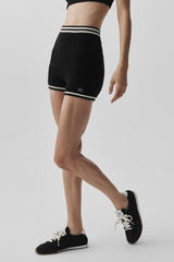 Alo Yoga Tennis Club Sweater Knit Hot Short - Black/Ivory