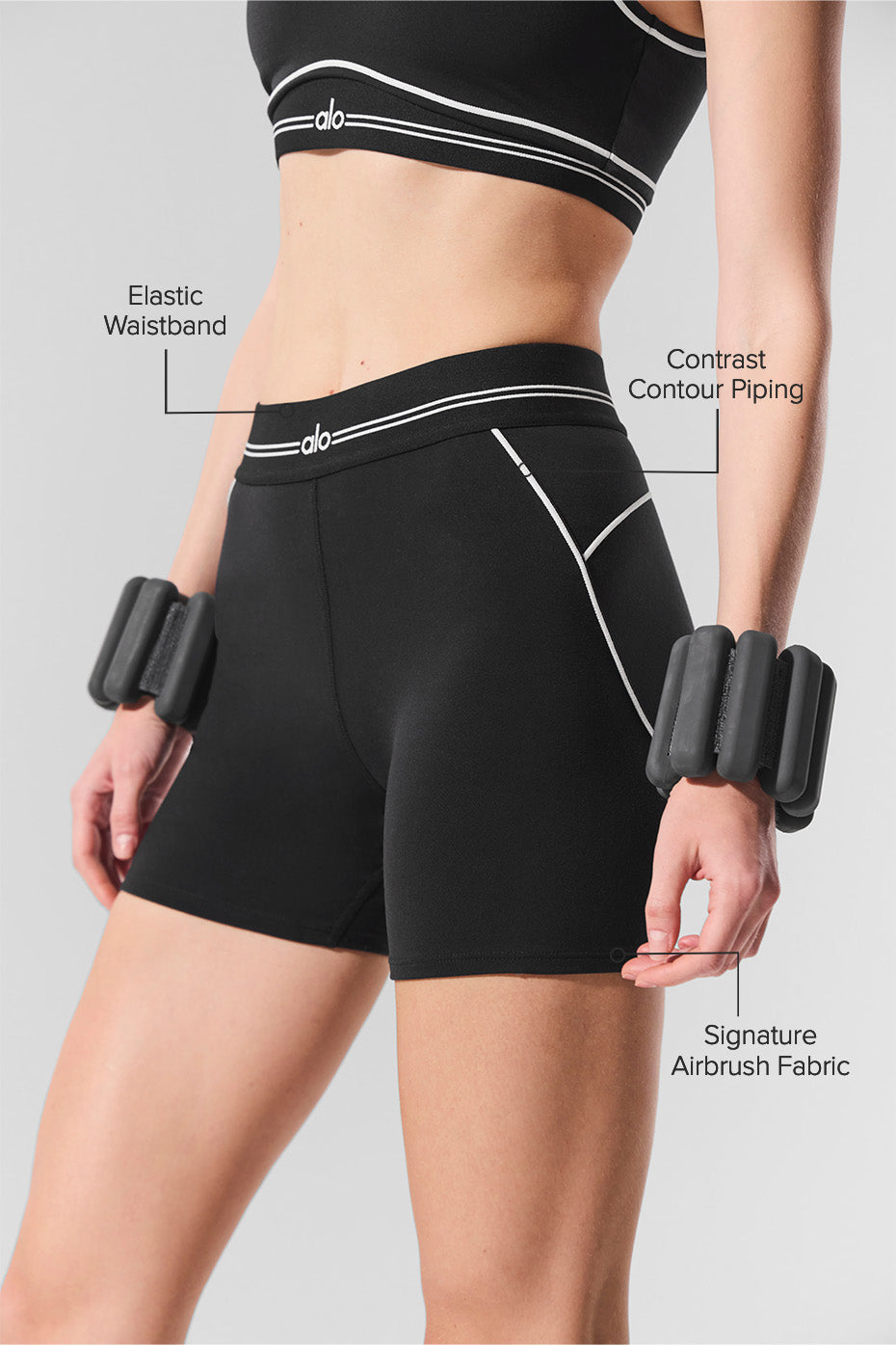 Alo Yoga 4" Airbrush High-Waist Heart Throb Short - Black/White