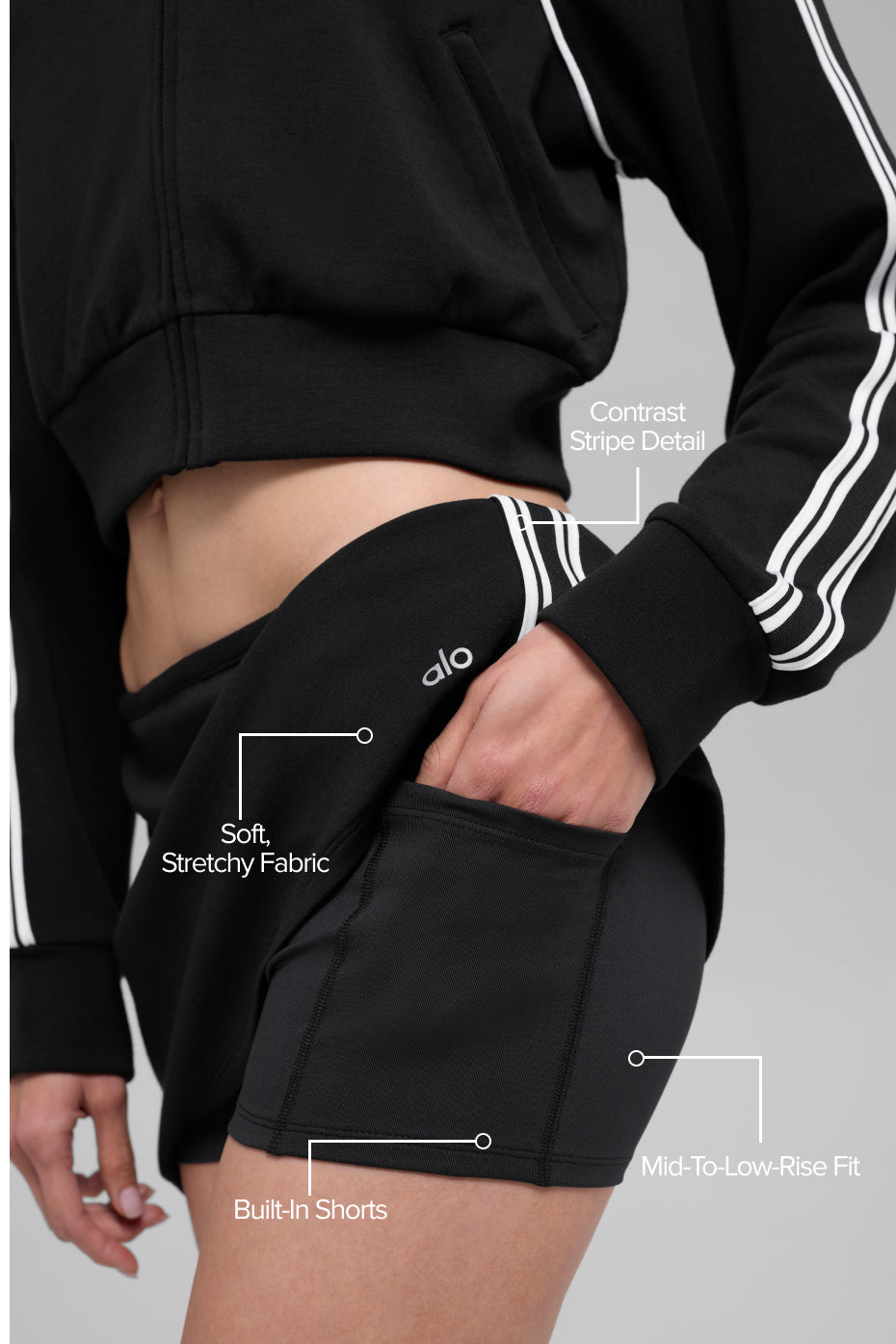 Alo Yoga Track Star Mini Skirt - Black