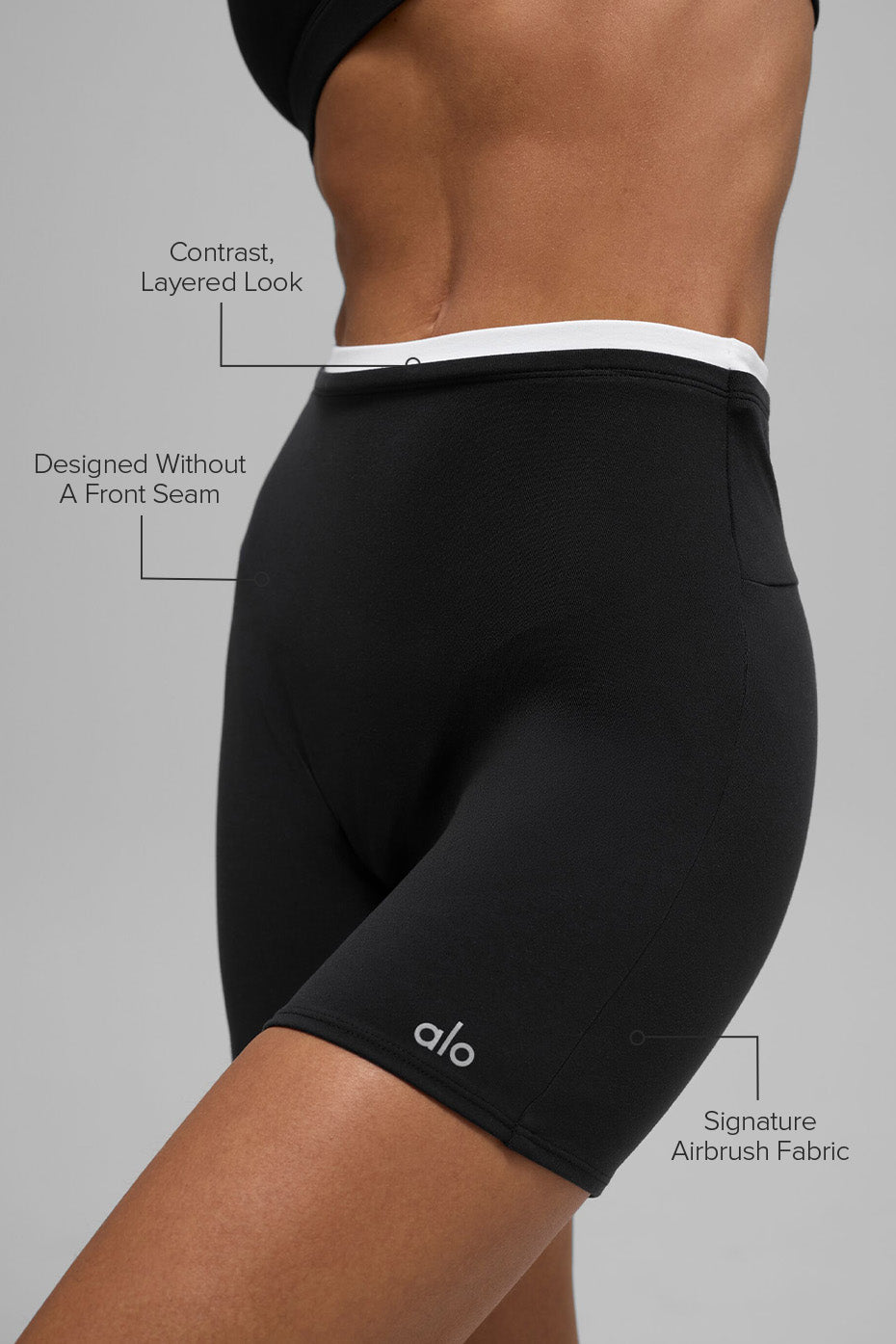 Alo Yoga 5" Airbrush Double Up Short - Black/White