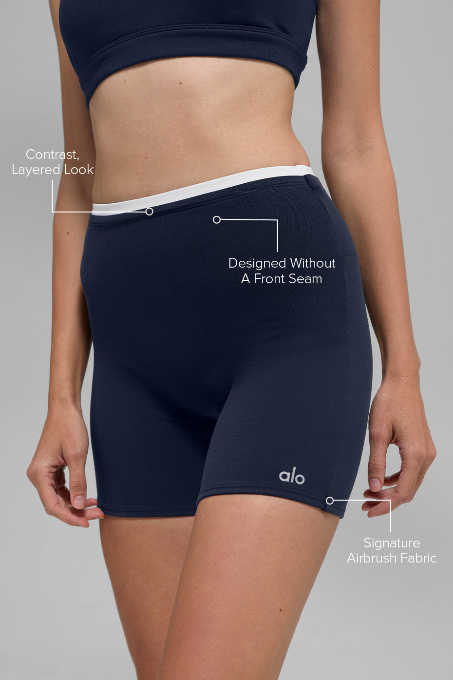 Alo Yoga 5" Airbrush Double Up Short - Navy/White