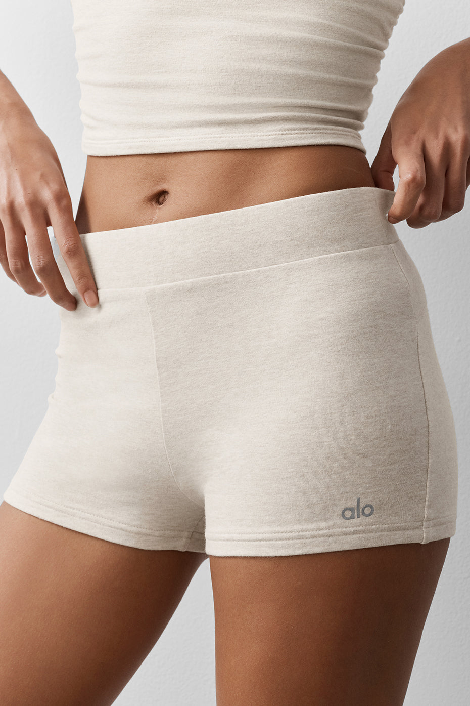 Alo Yoga Sway My Way Micro Short - Oatmeal Heather