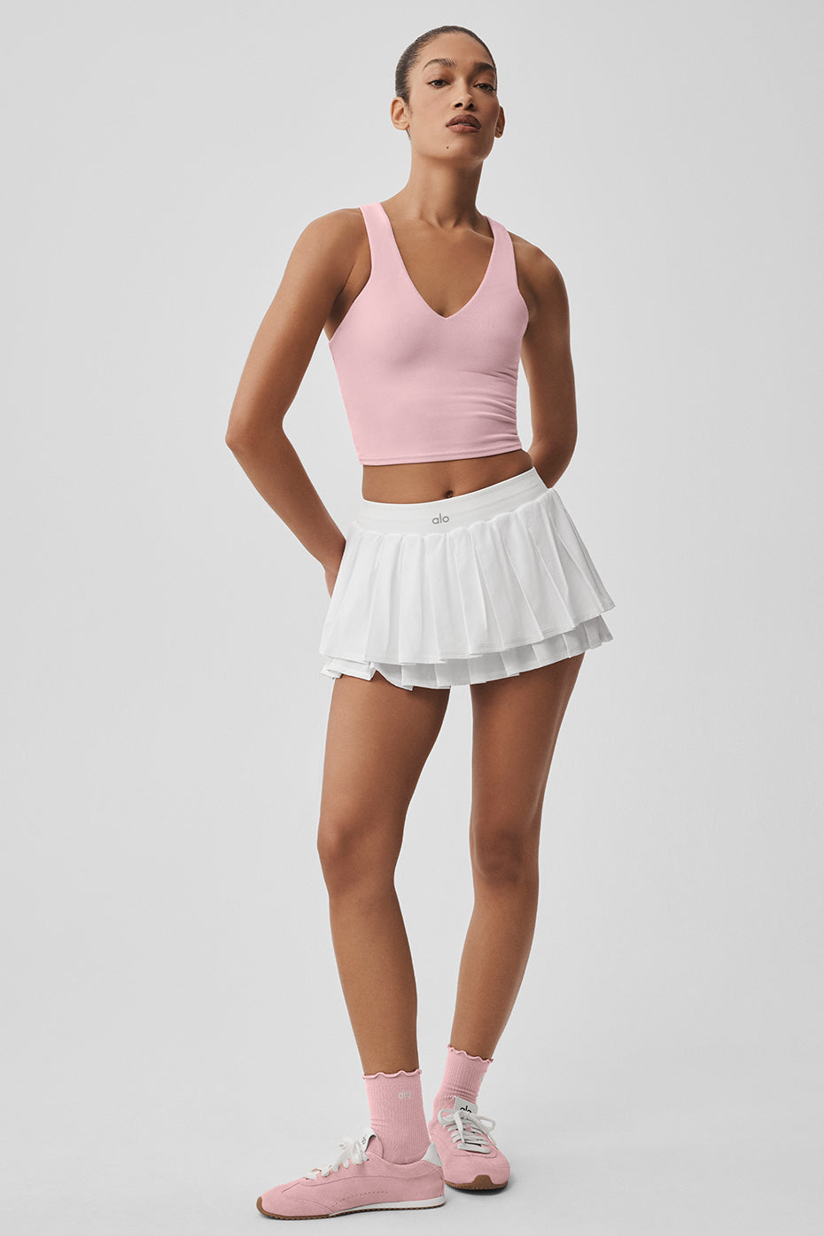 Alo Yoga Double Or Nothing Tennis Skirt - White