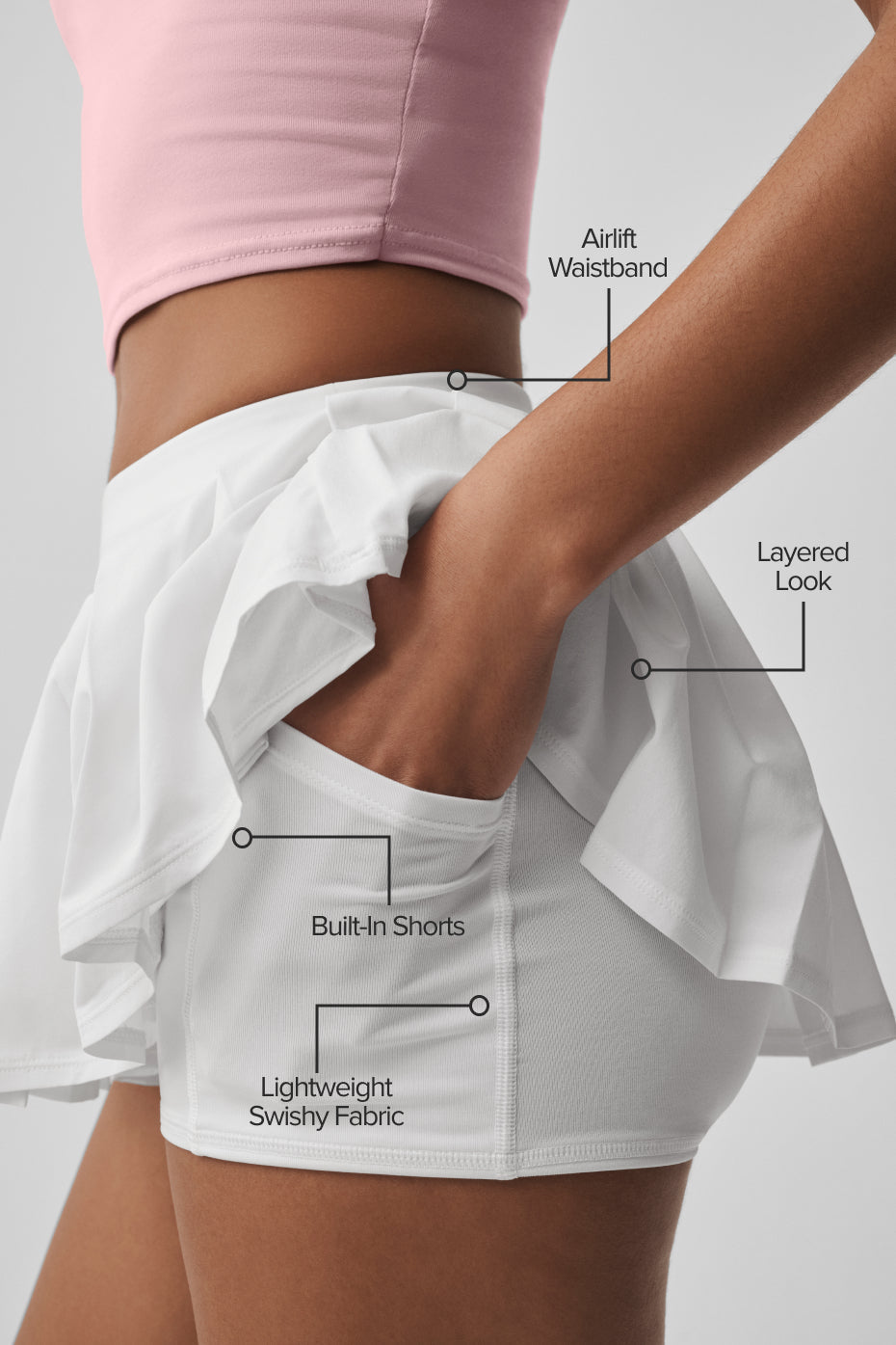 Alo Yoga Double Or Nothing Tennis Skirt - White