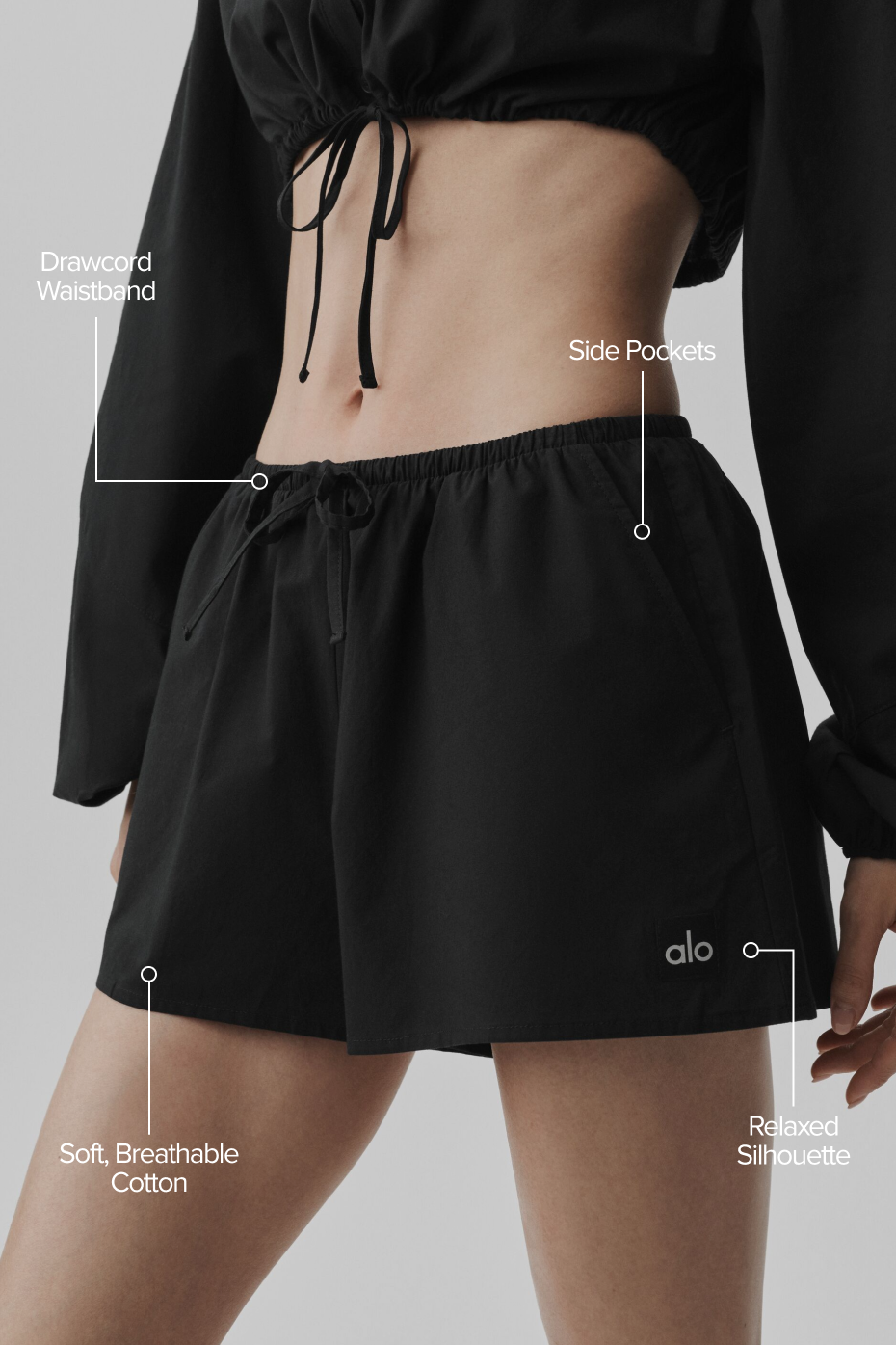 Alo Yoga Cotton High-Waist Real Deal Short - Black