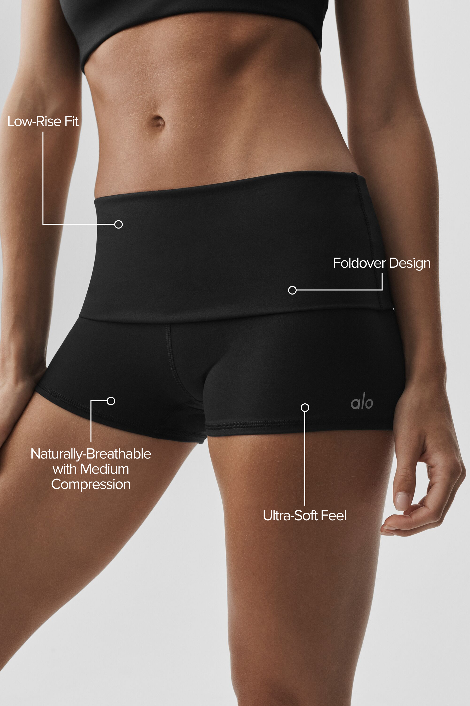 Alo Yoga 3" ALO Softsculpt Low-Rise Foldover Short - Black