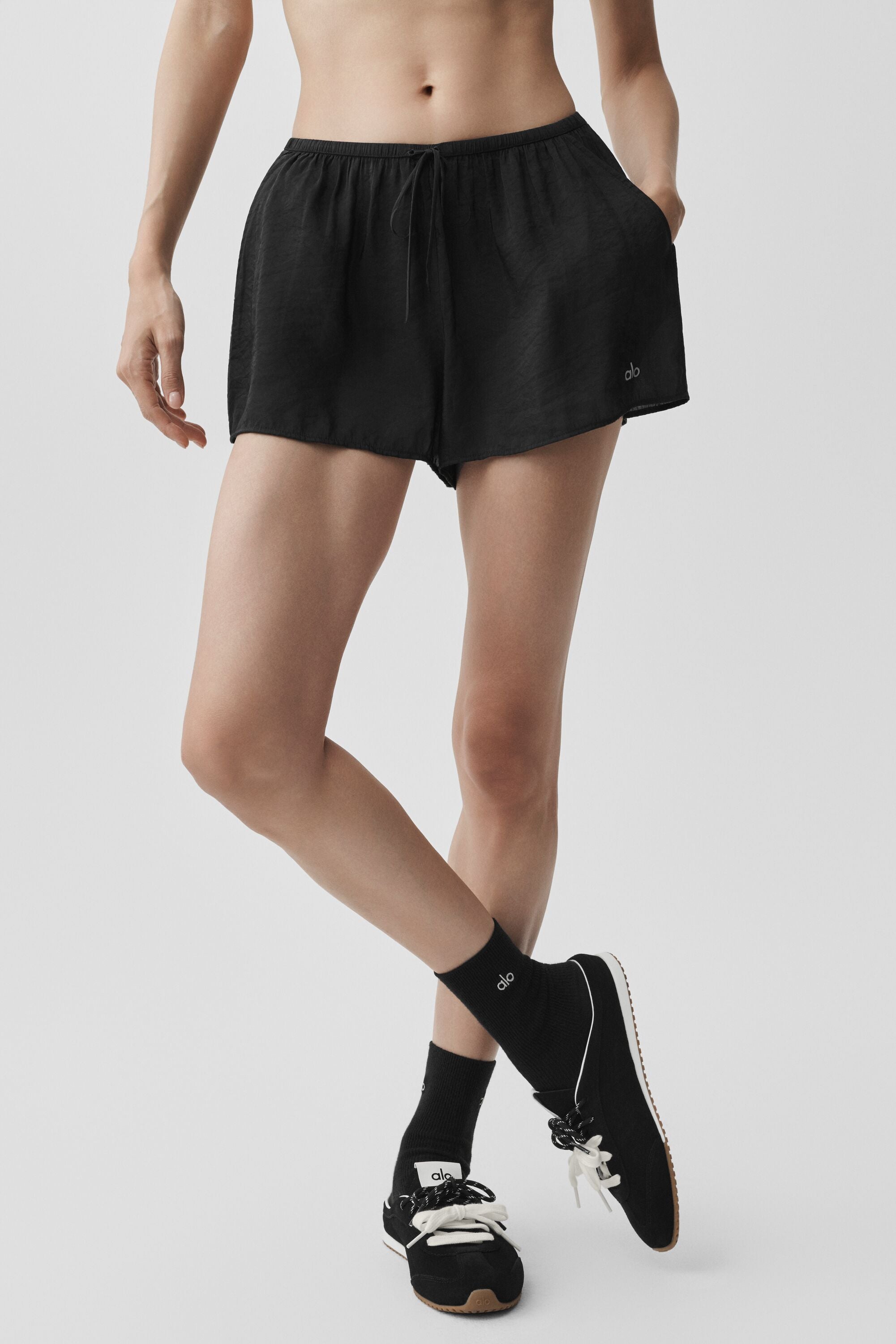 Alo Yoga Semi-Sheer Golden Hour Mid-Rise Short - Black
