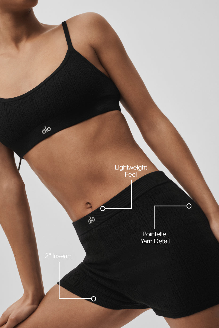 Alo Yoga Pointelle Sweater Be Mine Hot Short - Black