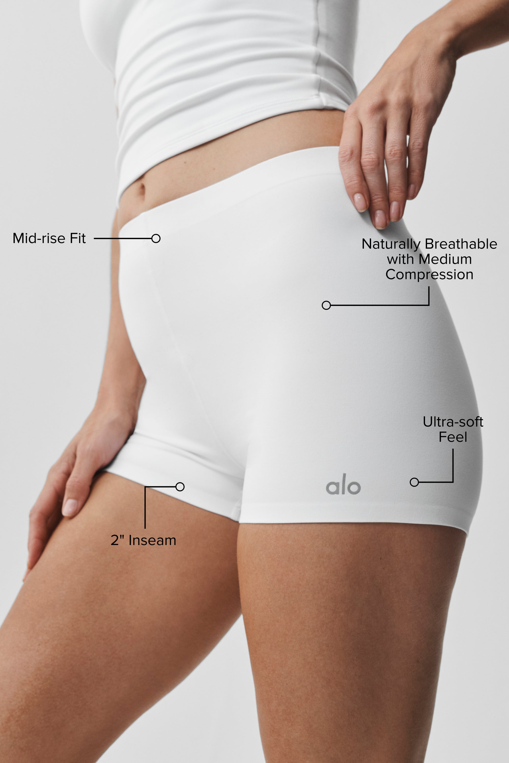 Alo Yoga 2" ALO Softsculpt Mid-Rise Short - White
