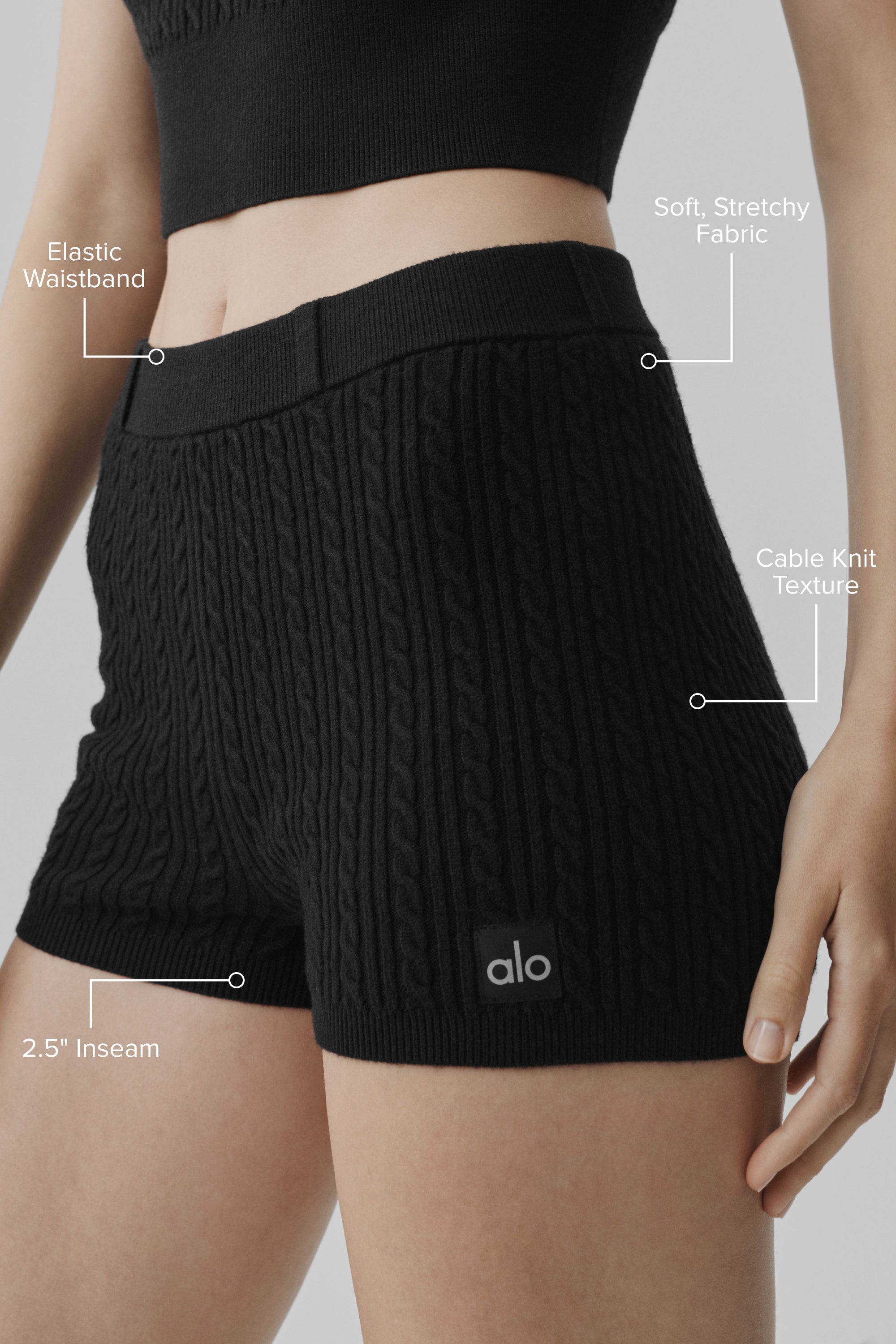 Alo Yoga Mini Cable High-Waist Sweater Short - Black