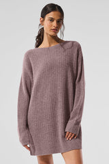 Alo Yoga Cashmere Plush Waffle Dress - Mushroom Heather