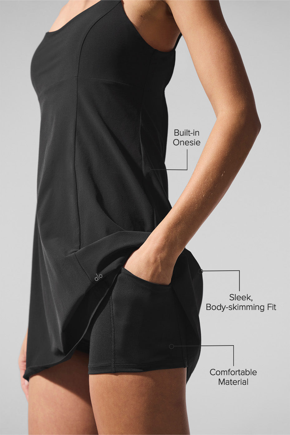 Alo Yoga Breezy Tennis Dress - Black