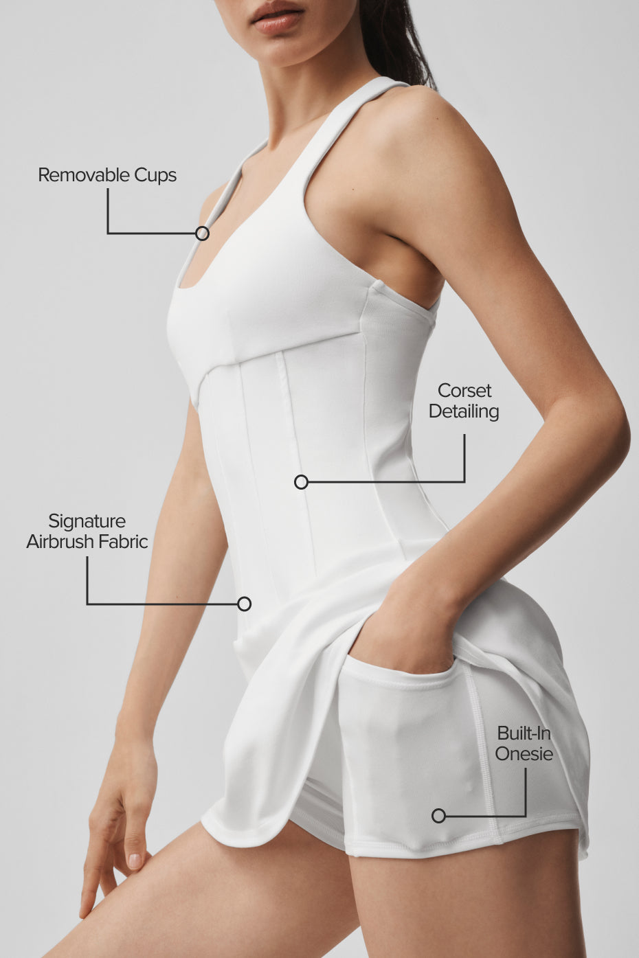 Alo Yoga Airbrush Sparks Fly Corset Tennis Dress - White