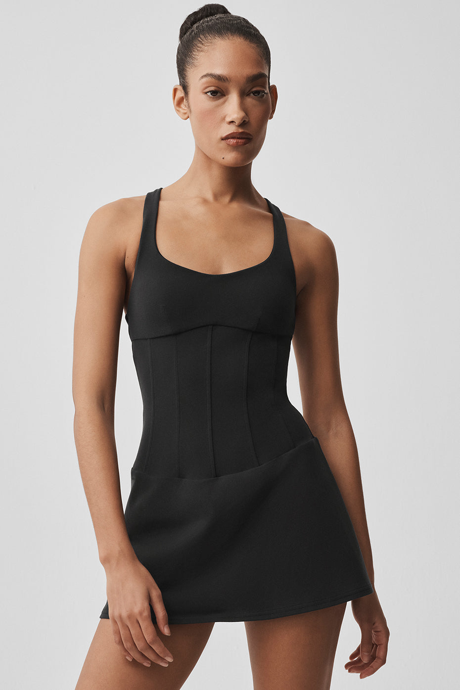 Alo Yoga Airbrush Sparks Fly Corset Tennis Dress - Black