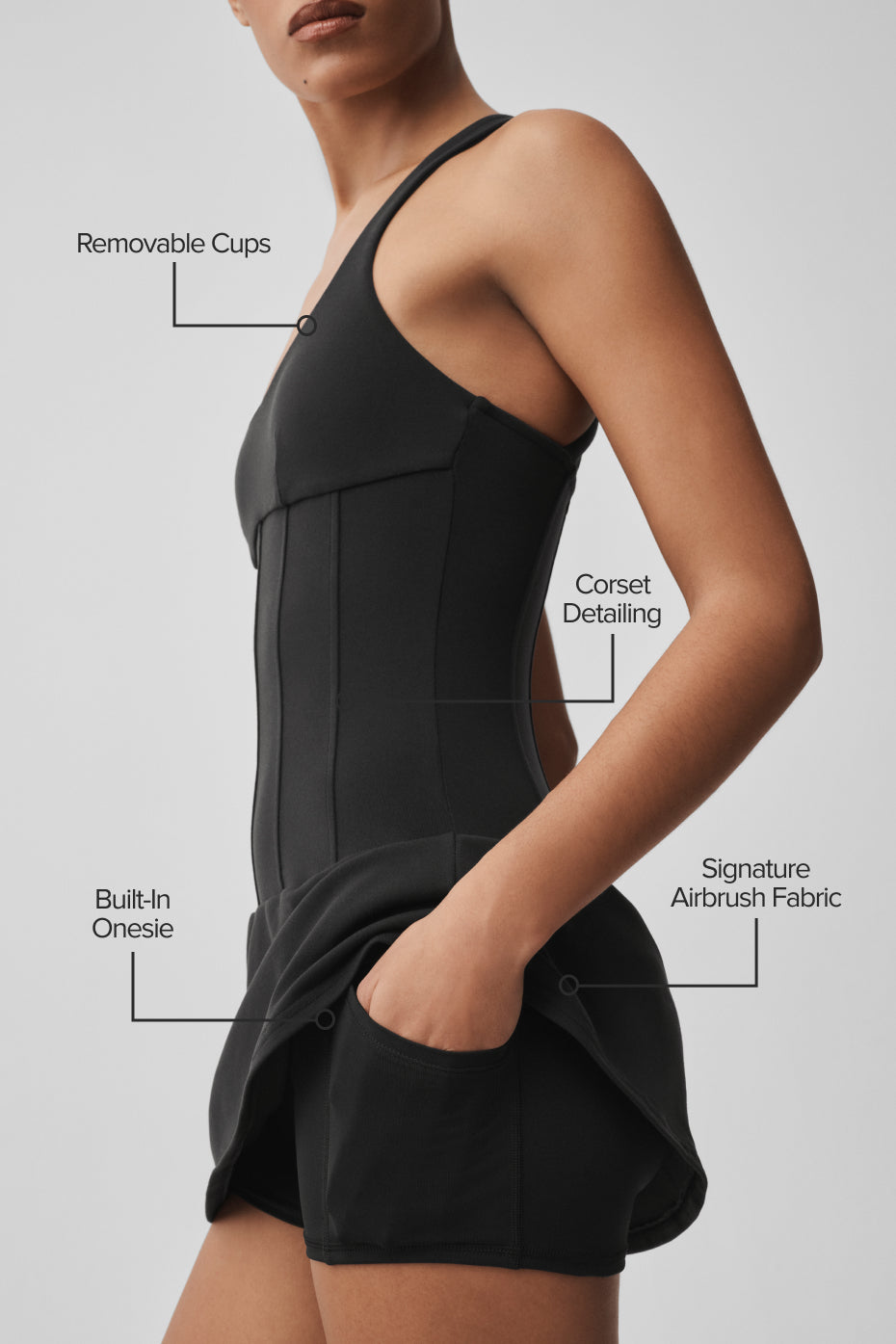 Alo Yoga Airbrush Sparks Fly Corset Tennis Dress - Black