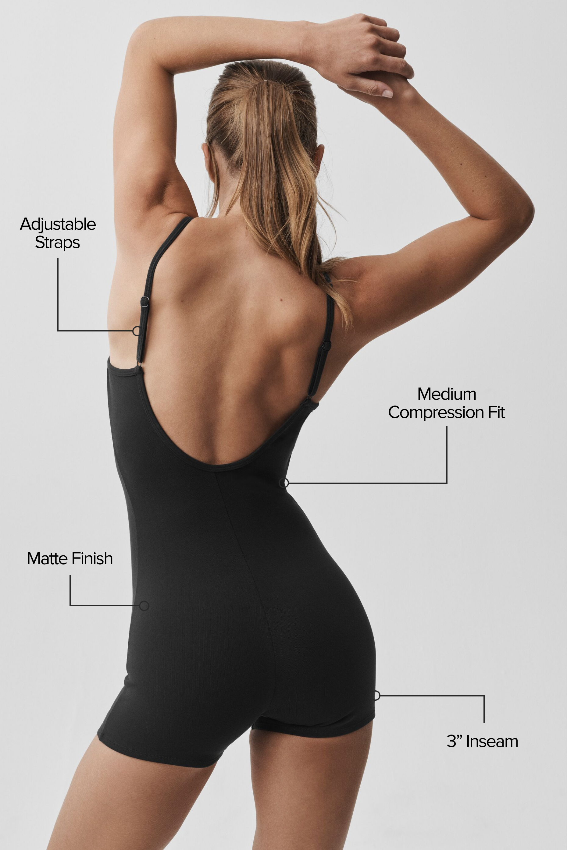 Alo Yoga Airbrush One And Done Short Onesie - Black