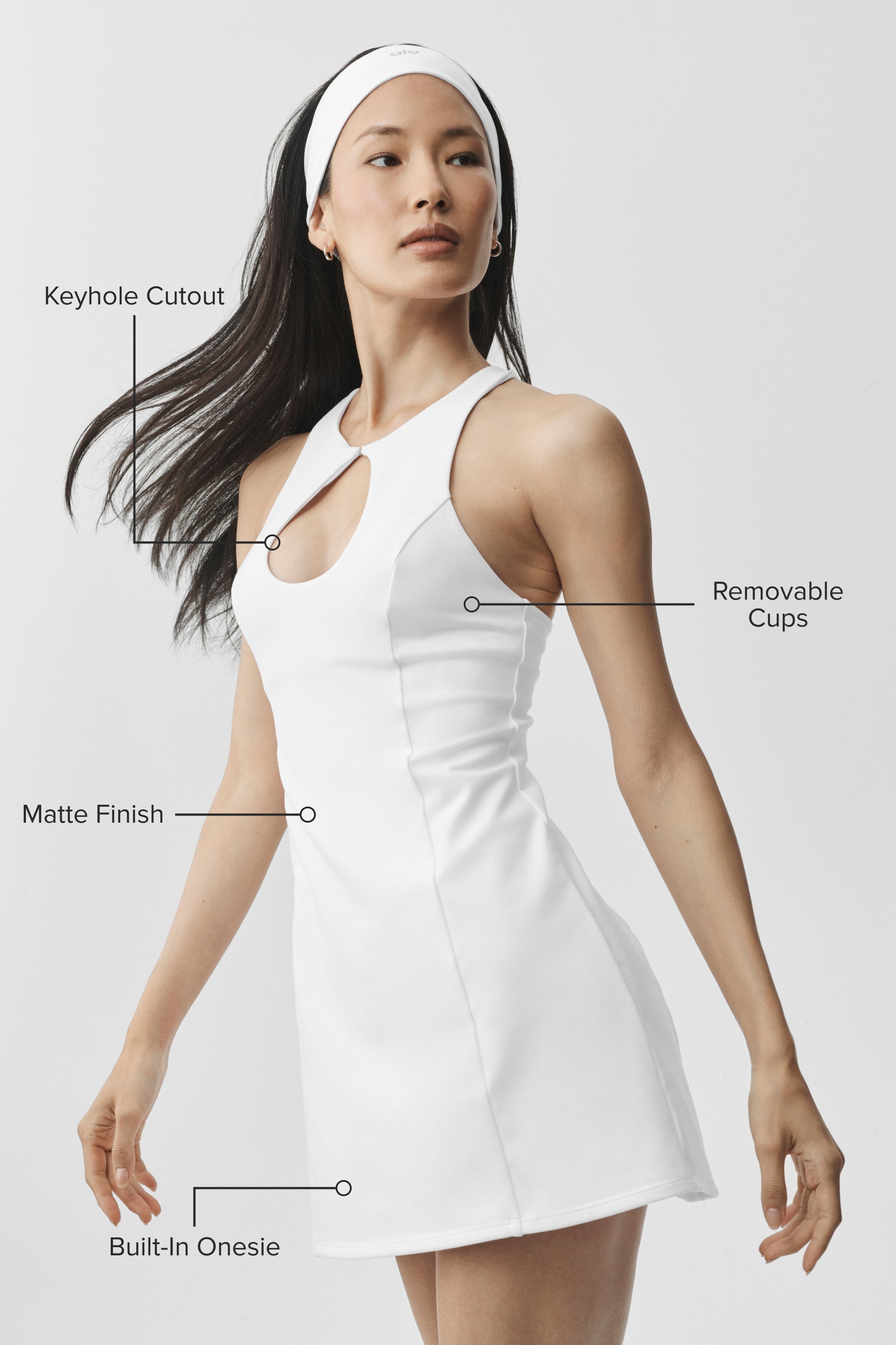 Alo Yoga Airbrush Lock In Tennis Dress - White