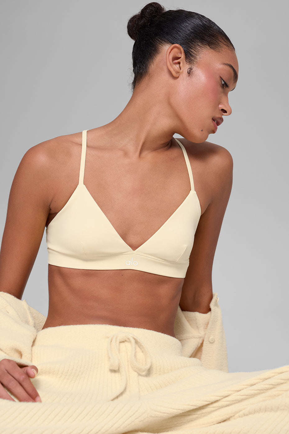Alo Yoga Splendor Bra - Candlelight Yellow/White